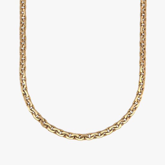 Comprar cadena realizada en oro amarillo de 18kt con eslabones y dispone de un cierre tipo desplegable.Joyas restauradas. Cadenas de oro de 18kt. Joyería Ian'Or.