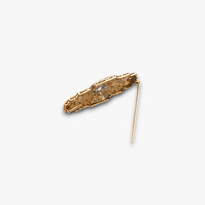 Comprar broche antiguo art decó realizado en oro amarillo de 18k y vistas de platino con diamantes. joyas antiguas al mejor precio. vintage