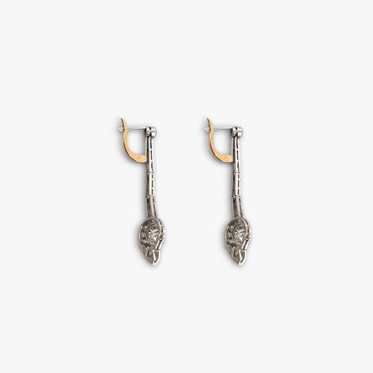 Comprar pendientes vintage art teco realizados en platino y diamantes de 18kt. Joyas vintage y antigua restauradas al mejor precio. Art decó 