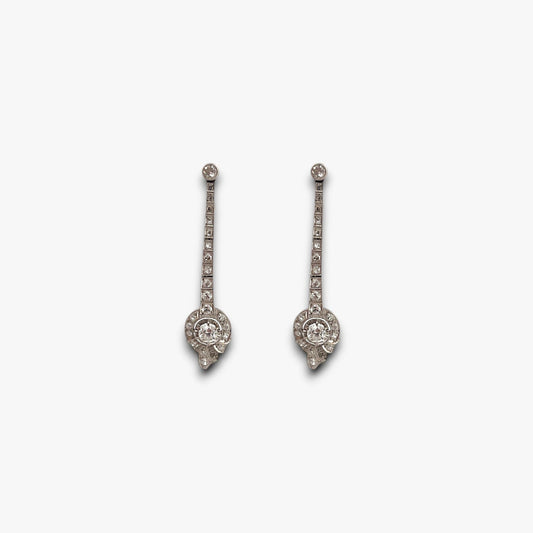 Comprar pendientes vintage art teco realizados en platino y diamantes de 18kt. Joyas vintage y antigua restauradas al mejor precio. Art decó 