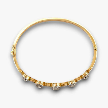 Comprar pulsera esclava Art Deco realizada en oro amarillo de 18kt y platino con diamantes talla antigua a lo largo de la pulsera. Ian'Or. vintage