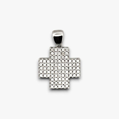 Cruz realizada en oro blanco y diamantes talla brillante. Cruces religiosas . Joyería Compro Oro Barcelona. Ian'Or.