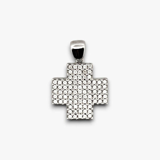 Cruz realizada en oro blanco y diamantes talla brillante. Cruces religiosas . Joyería Compro Oro Barcelona. Ian'Or.