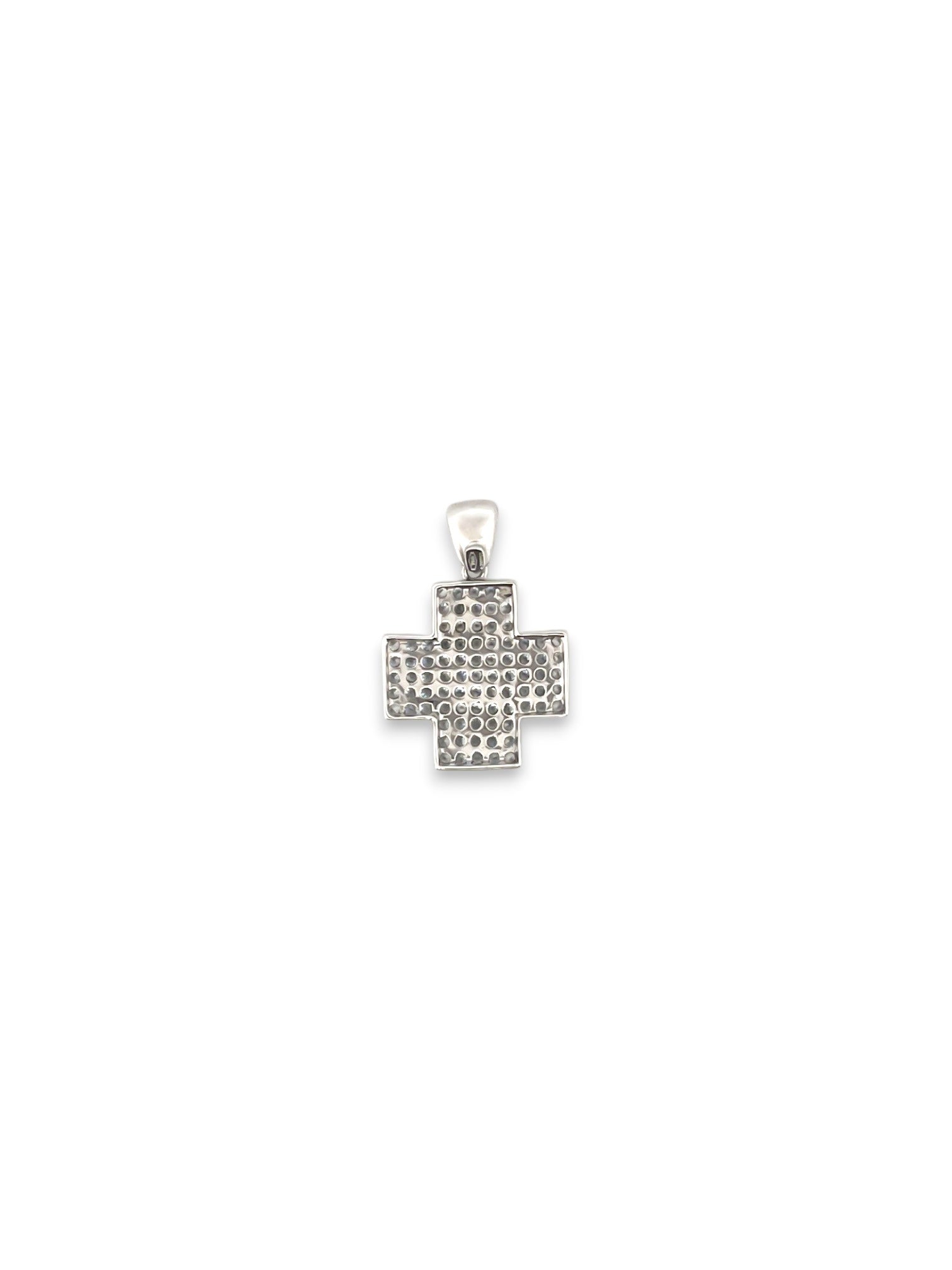 Cruz realizada en oro blanco y diamantes talla brillante. Cruces religiosas . Joyería Compro Oro Barcelona. Ian'Or.