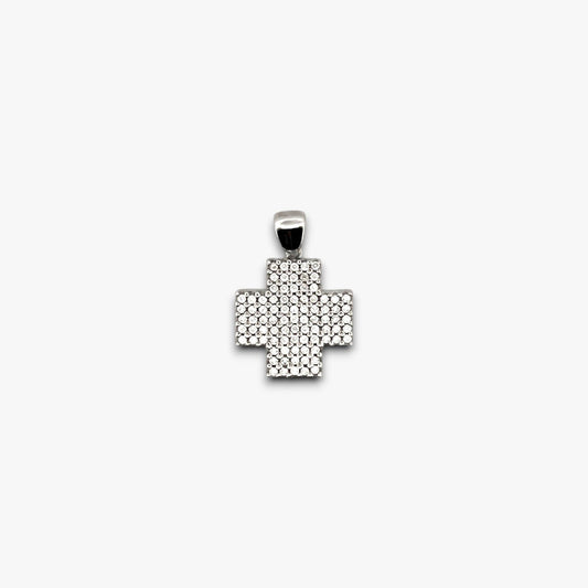Cruz realizada en oro blanco y diamantes talla brillante. Cruces religiosas . Joyería Compro Oro Barcelona. Ian'Or.