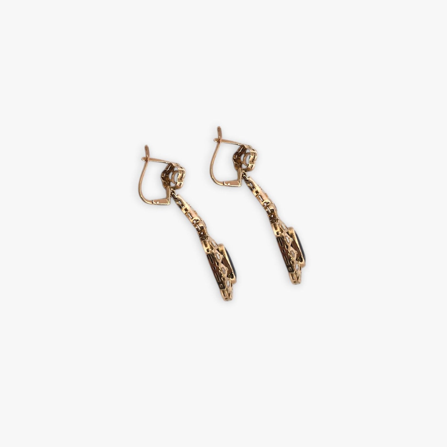 Comprar pendientes antiguos circa 1870 de oro amarillo de 18kt con dos zafiros bleu foncé y diamantes talla rosa. vintage antiguo isabelino