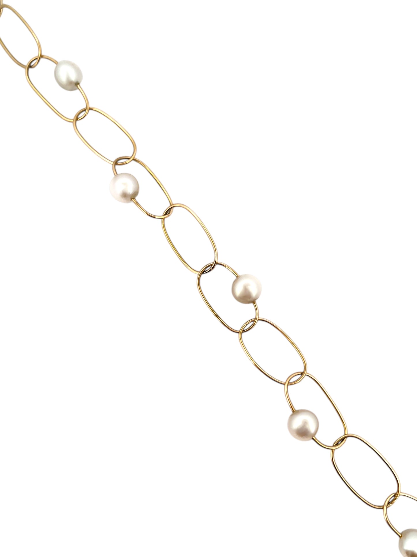 comprar pulsera de&nbsp;Oro amarillo de 18kt con seis perlas y cierre tipo mosquetón. La pulsera mide 22,5cm de largo.