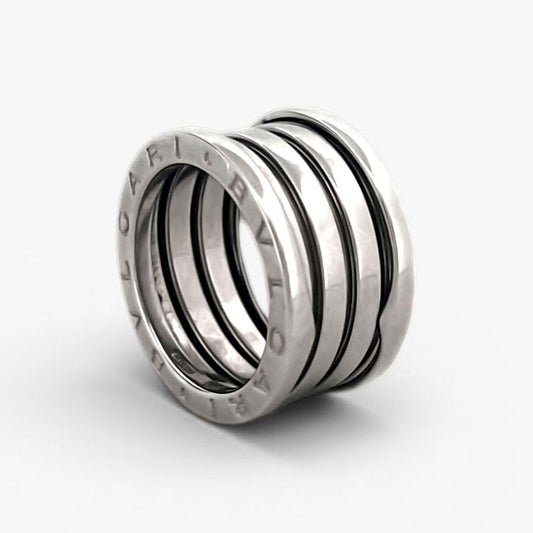 Comprar anillo de la colección B.zero1 de la firma BVLGARI en oro blanco de 18kt de 5 bandas. Joyas Bvlgari baratas. Joyería Ian'Or. Envío Gratis.