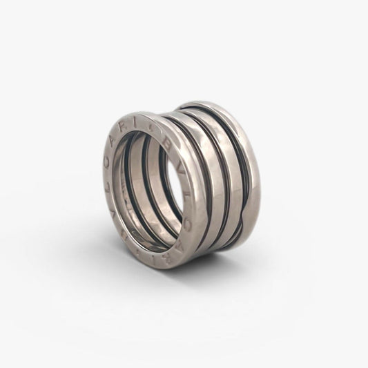 Comprar anillo de la colección B.zero1 de la firma BVLGARI en oro blanco de 18kt de 5 bandas. Joyas Bvlgari baratas. Joyería Ian'Or. Envío Gratis.