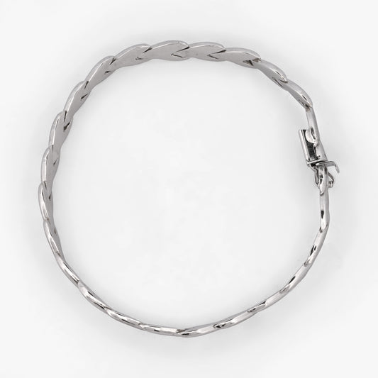 Comprar pulsera realizada en oro blanco de 18kt. Esta pulsera dispone de cierre de cajón con brazo de seguridad. Joyería segunda mano Barcelona.