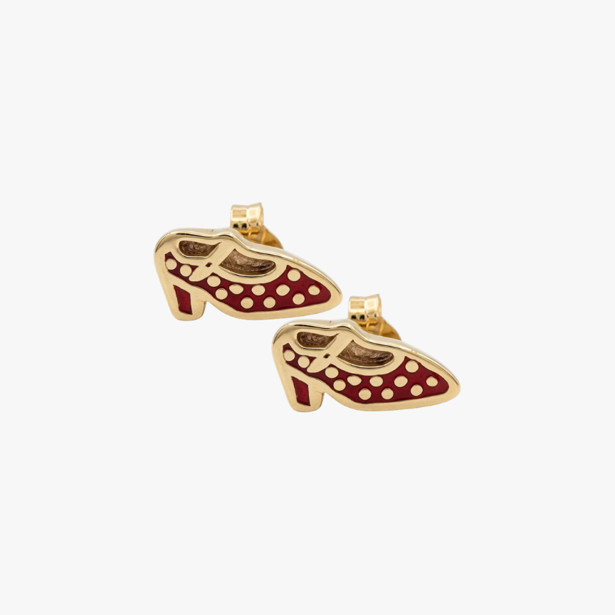Comprar pendientes realizados en oro amarillo y en forma de zapatos de color rojo. Pendientes de oro baratos Ian'Or. Pendientes oro 18kt. Envío gratis.