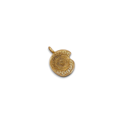 Comprar colgante de la firma TOUS en forma redonda con grabado del imperio maya realizado en oro amarillo de 18kt. Tous en oro amarillo de 18kt. Venta de joyas Tous segunda mano. Ian'Or.