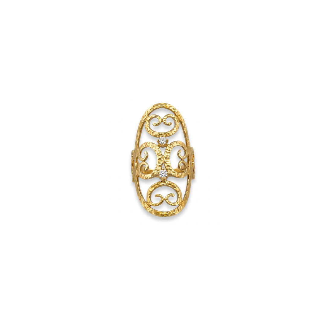 Comprar anillo original de TOUS realizado en oro amarillo de 18kt de la colección grain con 2 diamantes en la parte central. Joyas de Tous de oro baratas en Bcn.