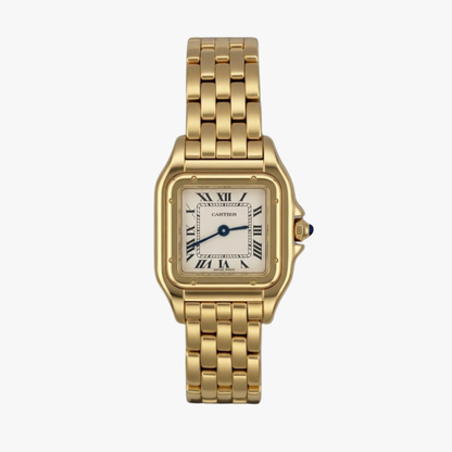 Panthère de Cartier original realizado en oro de 18k (medida lady). Estuche original. Compro oro. Barcelona. IAN'OR.
Muy buen estado con leves marcas de uso.
