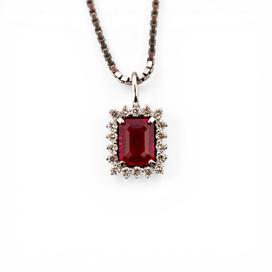 Colgante vintage oro blanco, turmalina y diamantes - 16472GM