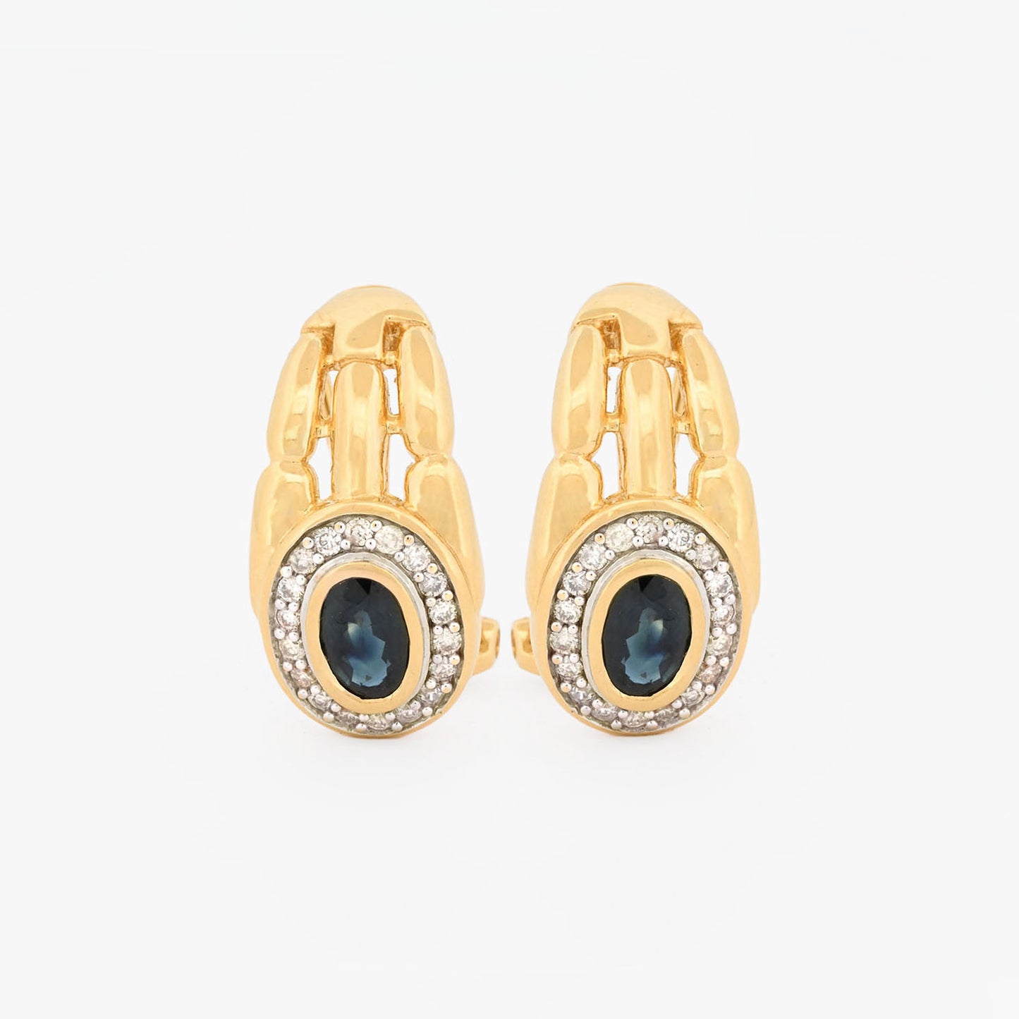 Pendientes oro 18kt diamantes y zafiros -16656GM