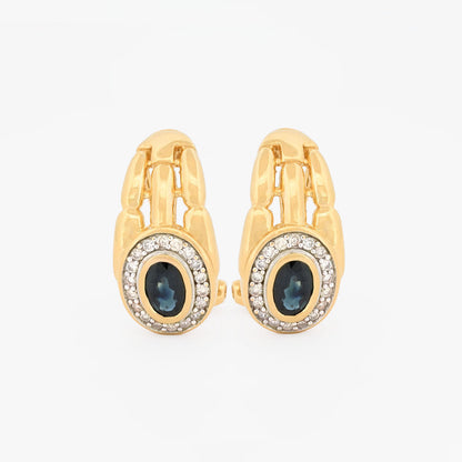 Pendientes oro 18kt diamantes y zafiros -16656GM