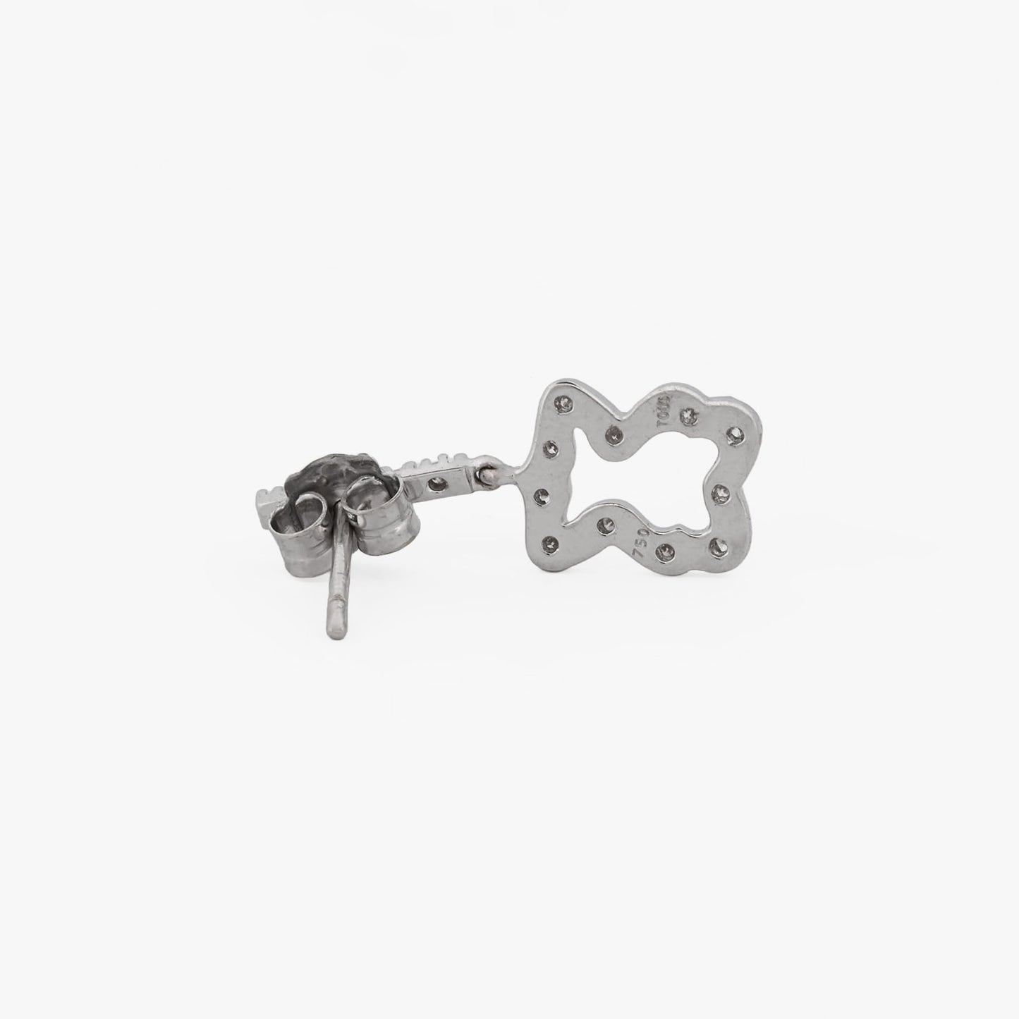 Pendientes Tous de Oro blanco mate de 18kt originales, con la silueta del osito. Joyas Tous baratas. Joyas de segunda mano. Joyas restauradas. Envío gratis.