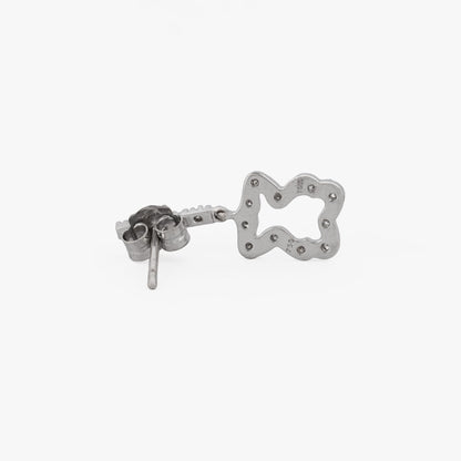 Pendientes Tous de Oro blanco mate de 18kt originales, con la silueta del osito. Joyas Tous baratas. Joyas de segunda mano. Joyas restauradas. Envío gratis.