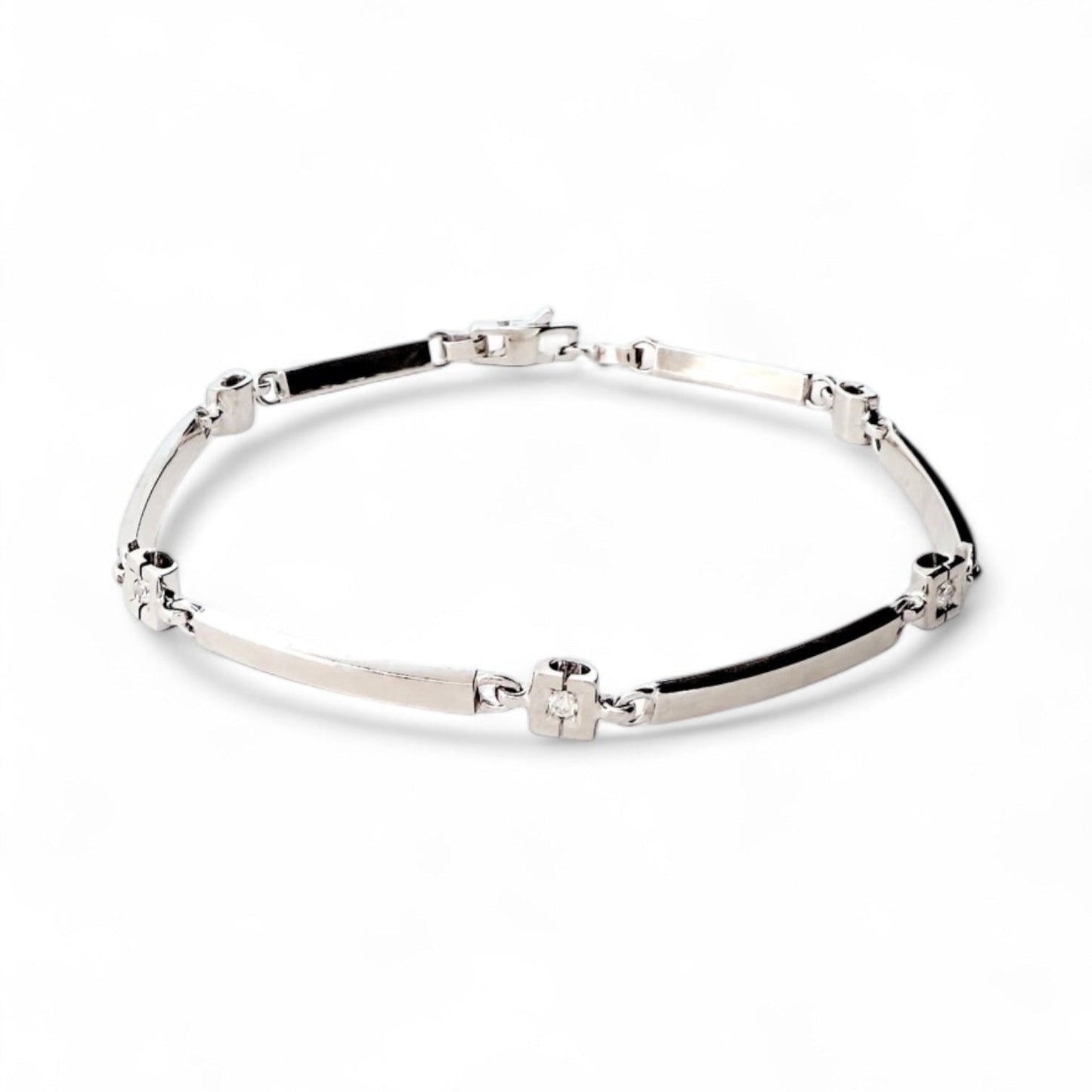 16738GV - Pulsera semirígida de Oro blanco 18kt y diamantes