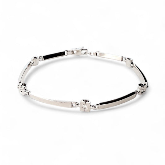 16738GV - Pulsera semirígida de Oro blanco 18kt y diamantes