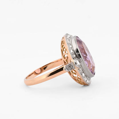 Sortija oro amarillo 18kt con rosetón diamantes y amatista - 16747GM