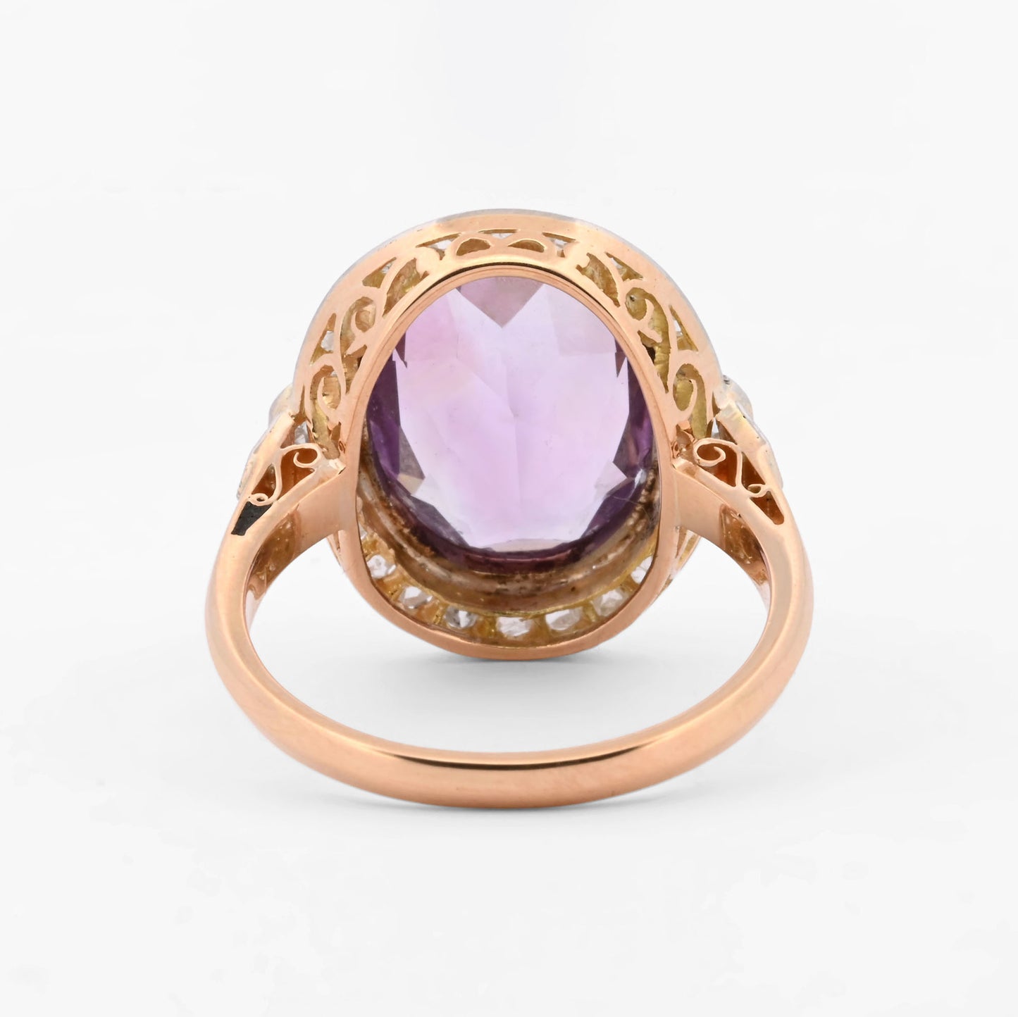 Sortija oro amarillo 18kt con rosetón diamantes y amatista - 16747GM