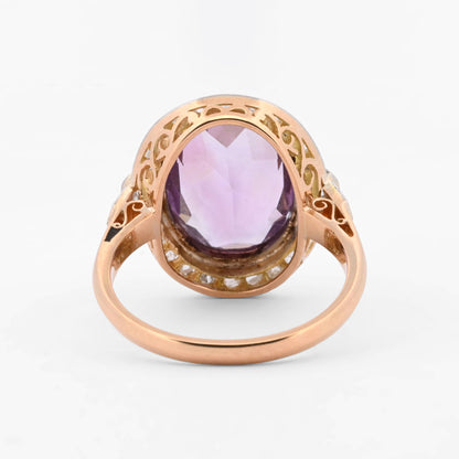 Sortija oro amarillo 18kt con rosetón diamantes y amatista - 16747GM