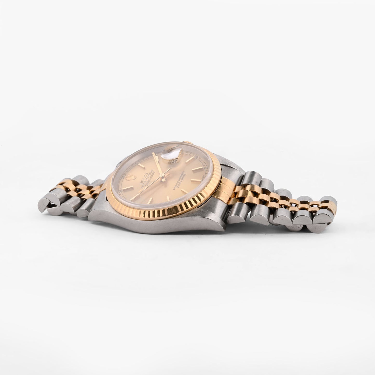 Reloj Rolex Oyster Perpetual Datejust 36mm con emblemática esfera champán de acabado soleil.Relojes Rolex de segunda mano baratos en Barcelona. relojes de alta gama al mejor precio. Envío gratuito