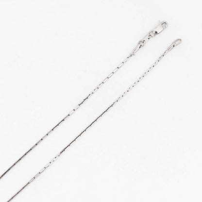 Comprar cadena de oro blanco de 18kt con eslabones de barra cilíndrica. Joyería Ian'Or. Envío GRATIS y pieza certificada.