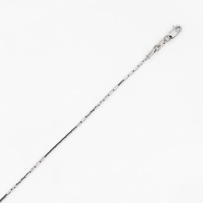 Comprar cadena de oro blanco de 18kt con eslabones de barra cilíndrica. Joyería Ian'Or. Envío GRATIS y pieza certificada.