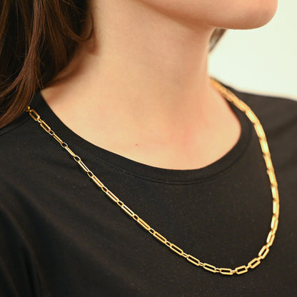 Comprar collar de oro amarillo de 18kt con cadena de eslabones tipo barra. Dispone de un cierre de mosquetón Joyería Ian'Or. Envío GRATIS y pieza certificada.
