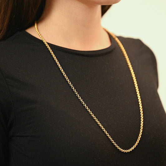 Comprar cadena en oro amarillo de 18kt con cadena tipo rolo. Dispone de un cierre tipo mosquetón. Joyería Ian'Or. Envío GRATIS. Pieza certificada.