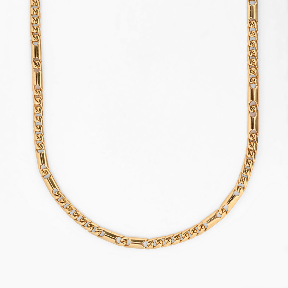 Comprar cadena en oro amarillo de 18kt con eslabones forzados facetados. Joyería Ian'Or. Envío GRATIS. Pieza certificada.