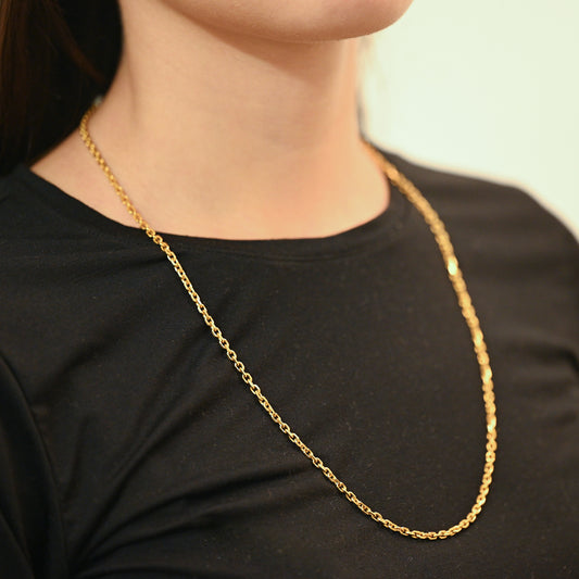 Comprar cadena en oro amarillo de 18kt con eslabones forzados facetados. Joyería Ian'Or. Envío GRATIS. Pieza certificada.