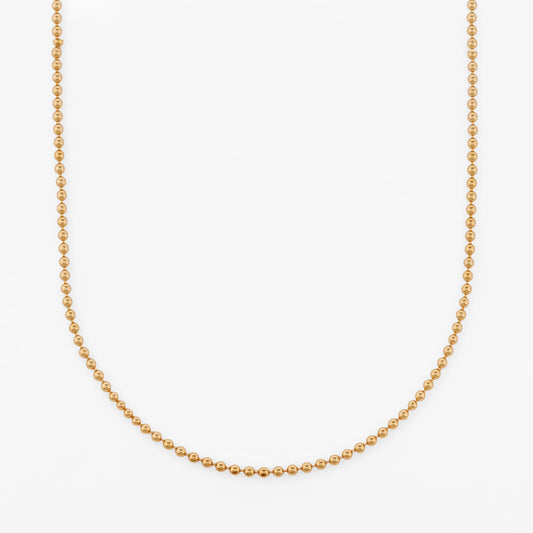 Comprar collar de oro amarillo de 18kt con cadena de eslabones tipo bola. Dispone de un cierre de mosquetón. Joya unisex. Envío GRATIS. Joyería Ian'Or.