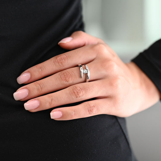 Solitario oro blanco de 18kt con brillante - 17571P