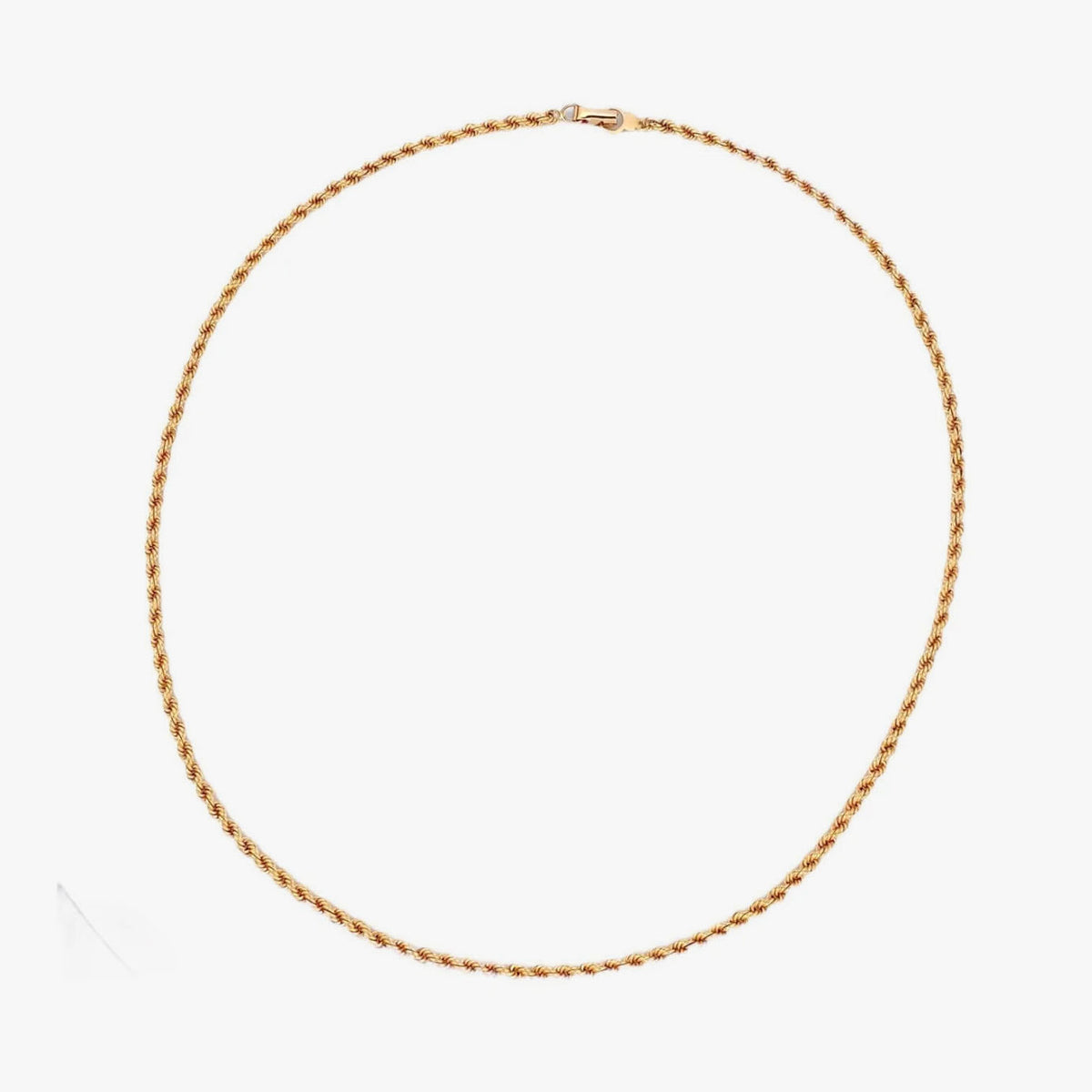 Collar de Oro amarillo de 18kt con cadena de cordón salomónico. La cadena mide 50,5cm de largo y dispone de un cierre tipo anzuelo. Dónde comprar y vender oro en Barcelona al mejor precio.