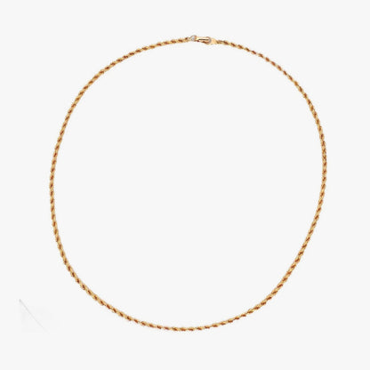 Collar de Oro amarillo de 18kt con cadena de cordón salomónico. La cadena mide 50,5cm de largo y dispone de un cierre tipo anzuelo. Dónde comprar y vender oro en Barcelona al mejor precio.