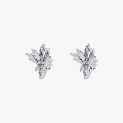 Comprar pendientes vintage de oro blanco de 18k y 4 diamantes en cada pendiente. Cierre catalán. Joyas segunda mano. Envío gratis. Joyería Ian'Or.