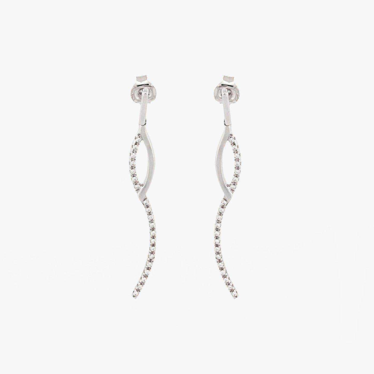 Pendientes largos Oro blanco 18kt y diamantes - 17721P