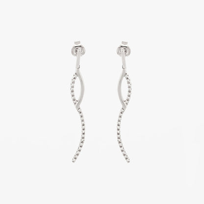 Pendientes largos Oro blanco 18kt y diamantes - 17721P