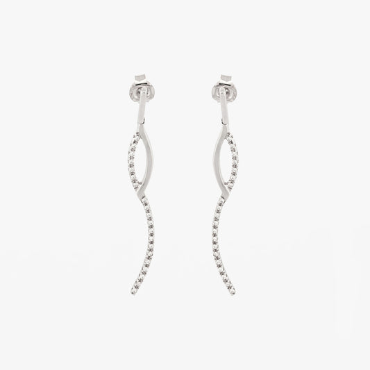 Pendientes largos Oro blanco 18kt y diamantes - 17721P