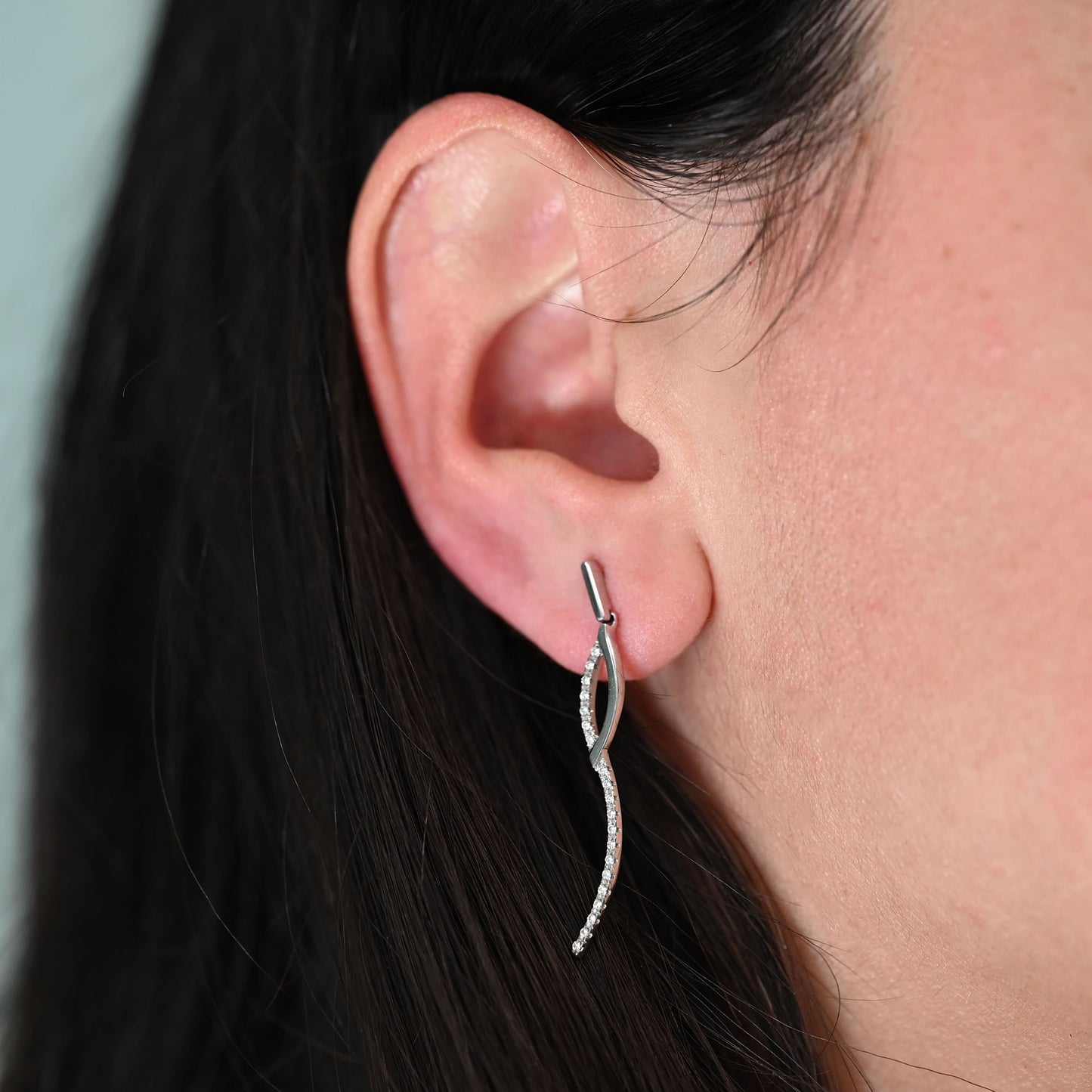 Pendientes largos Oro blanco 18kt y diamantes - 17721P