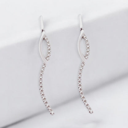17721P - Pendientes largos Oro blanco 18kt y diamantes