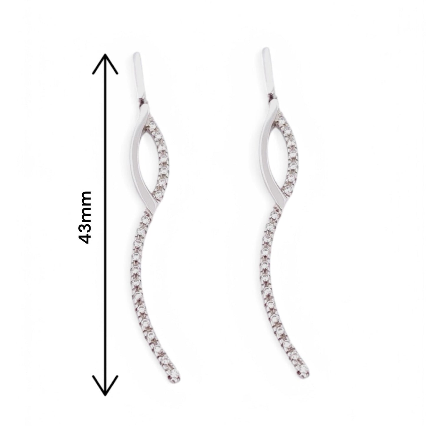 17721P - Pendientes largos Oro blanco 18kt y diamantes