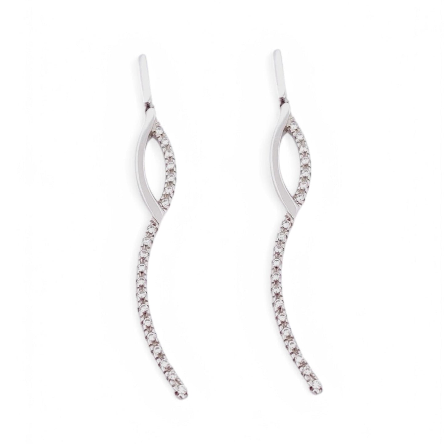 17721P - Pendientes largos Oro blanco 18kt y diamantes