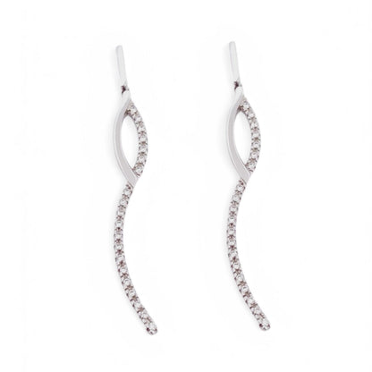 17721P - Pendientes largos Oro blanco 18kt y diamantes