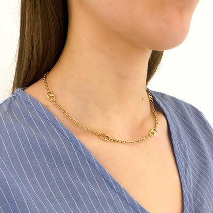 Collar de oro amarillo de 18kt con cadena forzada con eslabones tipo calabrote con un cierre tipo gancho. Medidas: 42,5cm largo x 7,50mm grosor. Cadenas baratas
