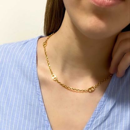 Collar de oro amarillo de 18kt con cadena forzada con eslabones tipo calabrote con un cierre tipo gancho. Medidas: 42,5cm largo x 7,50mm grosor. Cadenas baratas